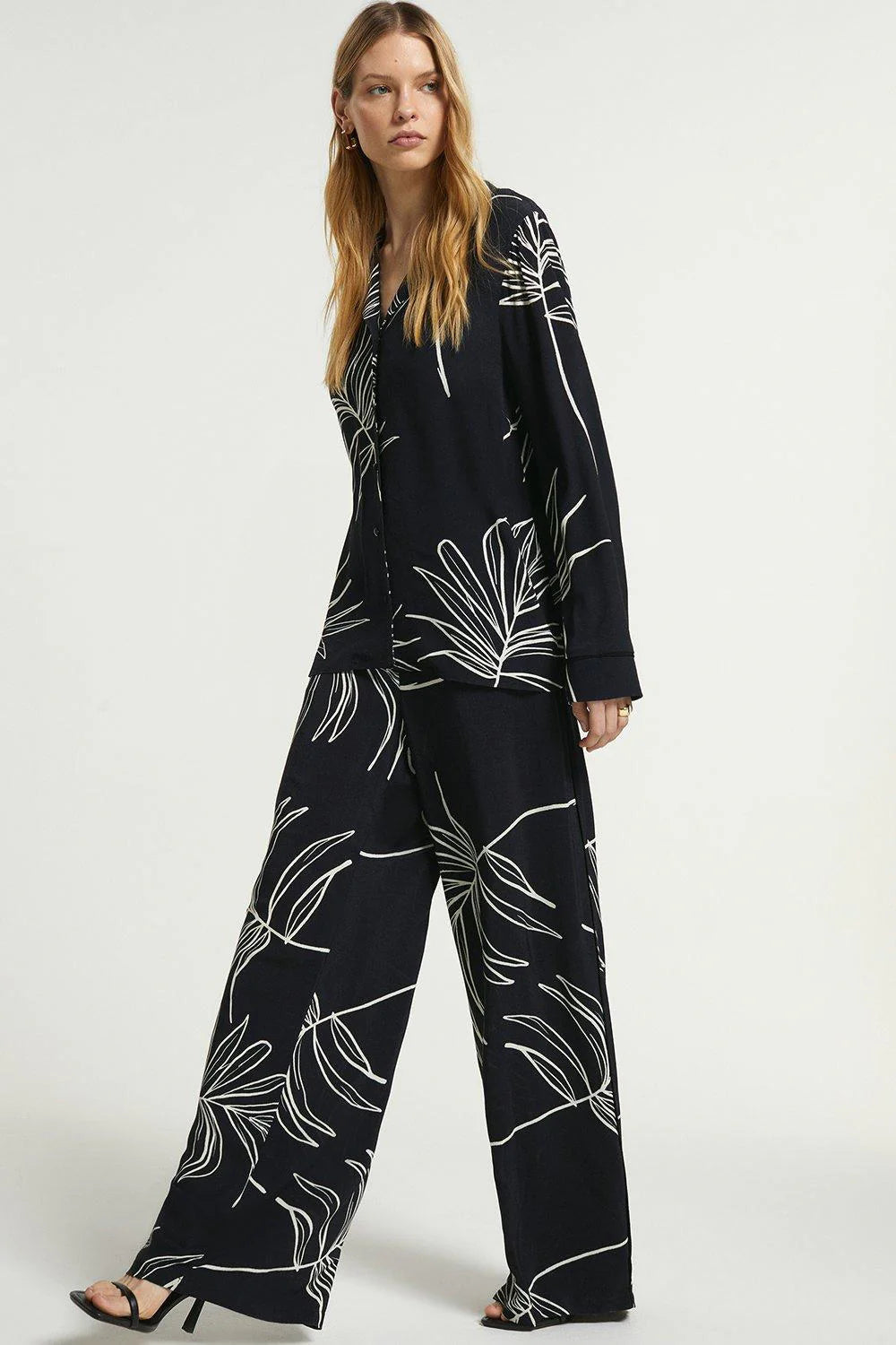 Black Leaflet Two Piece Co-Ord Set